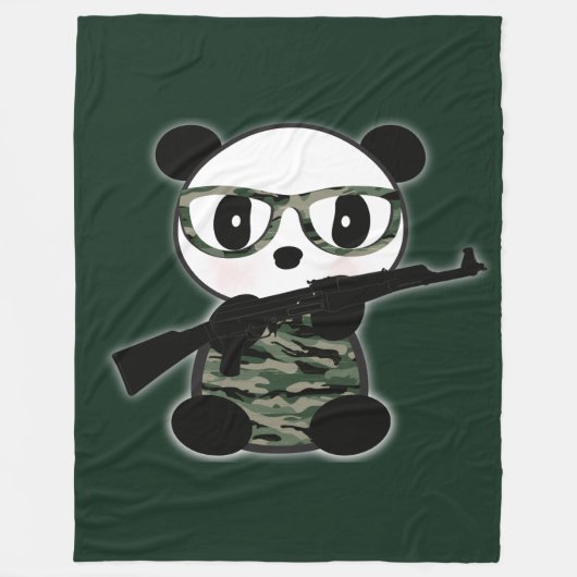 Couverture Polaire Panda Bear Blanche - Militaire Panda Bear Theme (Devant)