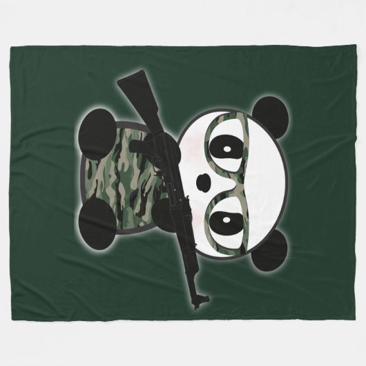 Couverture Polaire Panda Bear Blanche - Militaire Panda Bear Theme (Devant (Horizontal))