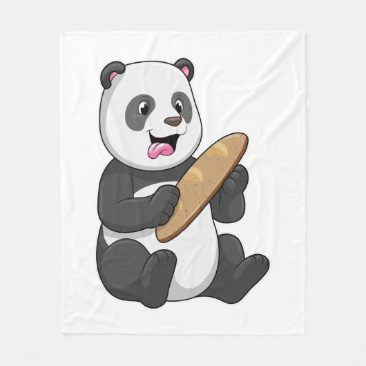 Couverture Polaire Panda comme boulanger avec pain (Devant)