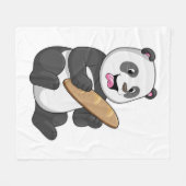 Couverture Polaire Panda comme boulanger avec pain (Devant (Horizontal))