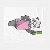 Couverture Polaire Panda comme coiffeur avec peigne (Devant (Horizontal))