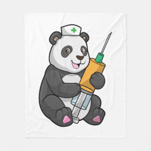 Couverture Polaire Panda comme infirmière avec seringue
