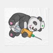 Couverture Polaire Panda comme infirmière avec seringue (Devant (Horizontal))