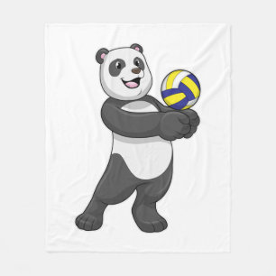 Couverture Polaire Panda comme joueur de volleyball avec volleyball