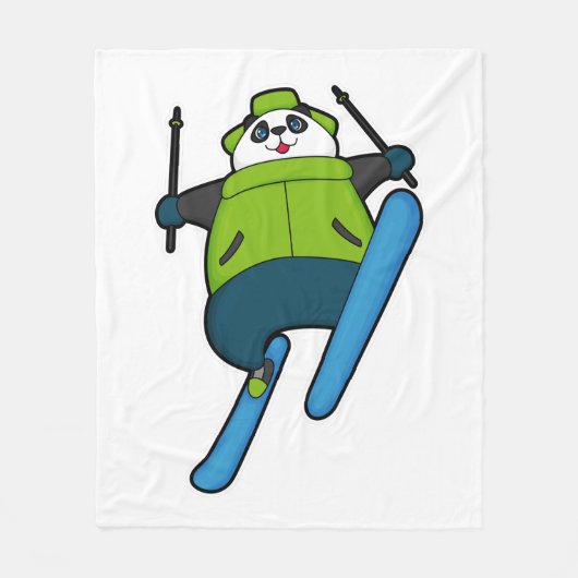 Couverture Polaire Panda comme Saut à ski avec Ski (Devant)