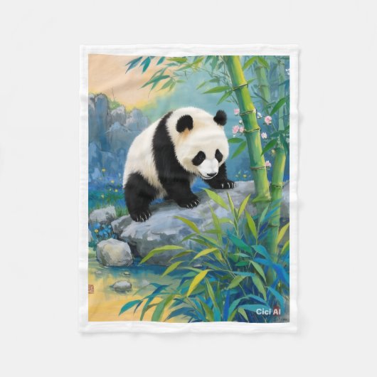 Couverture Polaire Panda dans la forêt de bambou jeté (Devant)