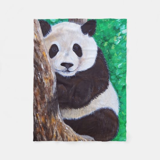 Couverture Polaire Panda dans une peinture d'arbre (Devant)