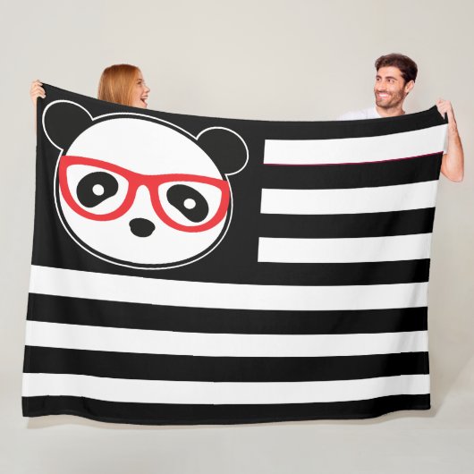 Couverture Polaire Panda Drapeau Américain Ours Panda Thème Drapeau A (En situation)