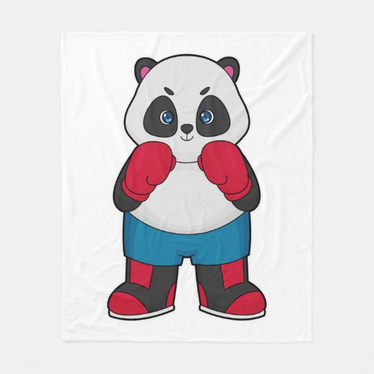 Couverture Polaire Panda en boîte avec gants de boxe (Devant)
