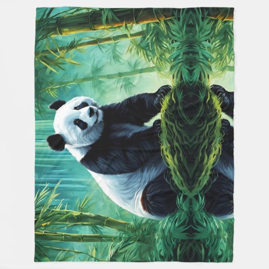 Couverture Polaire Panda géant dans la forêt de Bamboo (Devant)