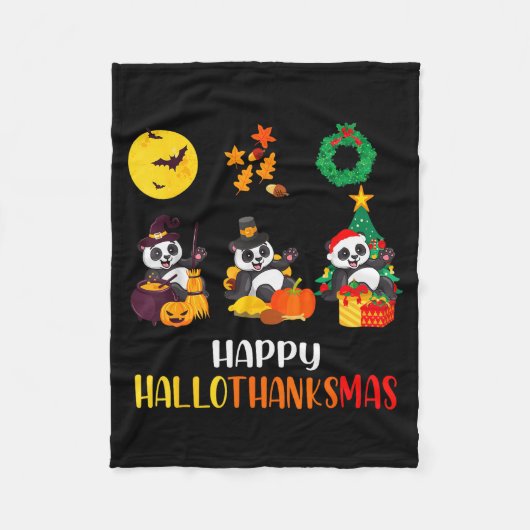 Couverture Polaire Panda Halloween Christmas Happy Hallothanksmas Pan (Devant)