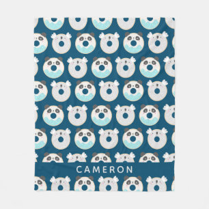 Couverture Polaire Panda Koala Kawaii Donuts Blue Nom personnalisé