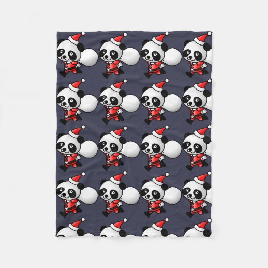 Couverture Polaire Panda mignon de Père Noël de Noël (Devant)