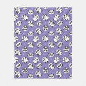 Couverture Polaire Panda mignon patte fond bleu (Devant)