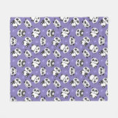 Couverture Polaire Panda mignon patte fond bleu (Devant (Horizontal))