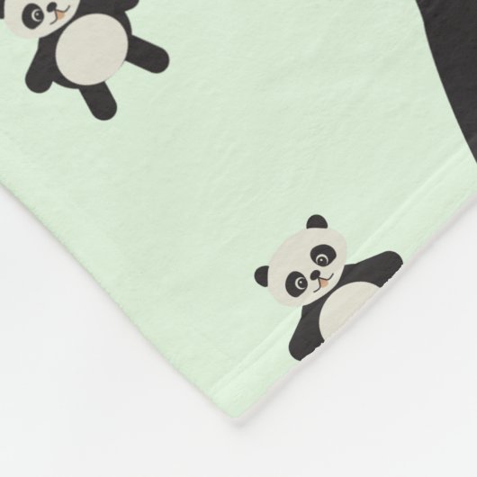 Couverture Polaire Panda moderne ours motif bébé nom vert (Coin)