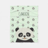 Couverture Polaire Panda moderne ours motif bébé nom vert (Devant)