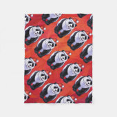 Couverture Polaire Panda Ours Noël Rouge (Devant)