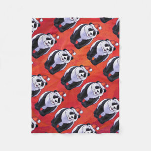 Couverture Polaire Panda Ours Noël Rouge