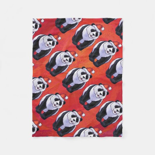 Couverture Polaire Panda Ours Noël Rouge (Devant)