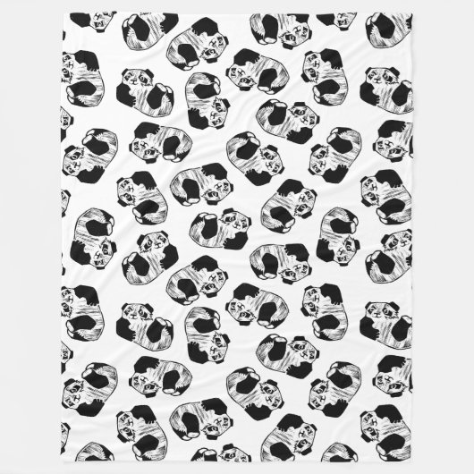 Couverture Polaire Panda Play Fleece Blanche, Grande (Devant)