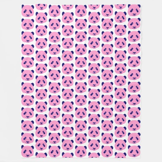 Couverture Polaire Panda rose et bleu foncé (Devant)