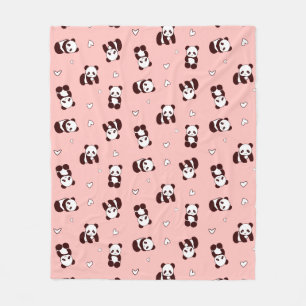 Couverture Polaire Panda rose pâle blanc Coeur polaire