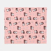 Couverture Polaire Panda rose pâle blanc Coeur polaire (Devant (Horizontal))