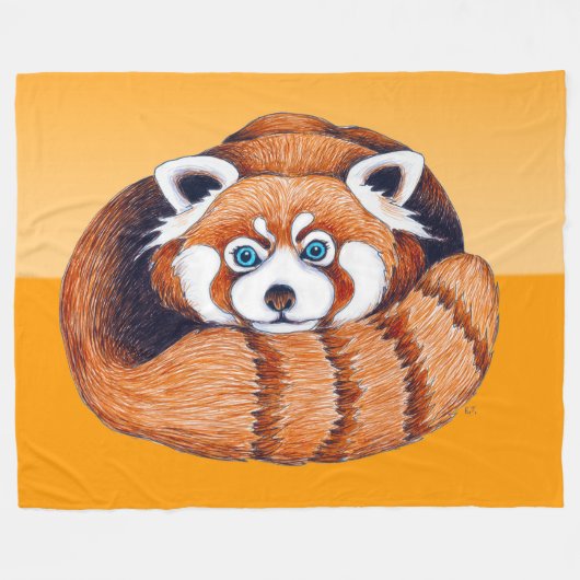 Couverture Polaire Panda rouge sur orange (Devant (Horizontal))