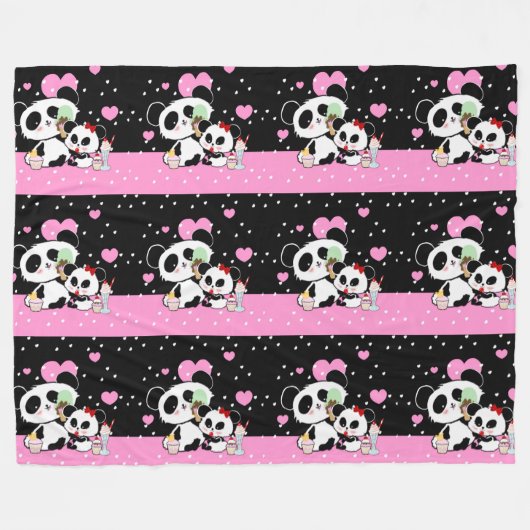 Couverture Polaire pandas "ours de panda" "bébé de panda bear" "kawai (Devant (Horizontal))