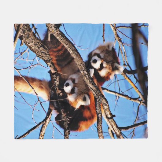 Couverture Polaire pandas rouges (Devant (Horizontal))