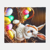 Couverture Polaire Panier et oeufs de lapin de Pâques (Devant (Horizontal))