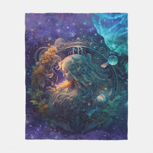 Couverture Polaire Panneau Virgo Zodiac Aquarelle Design (Devant)