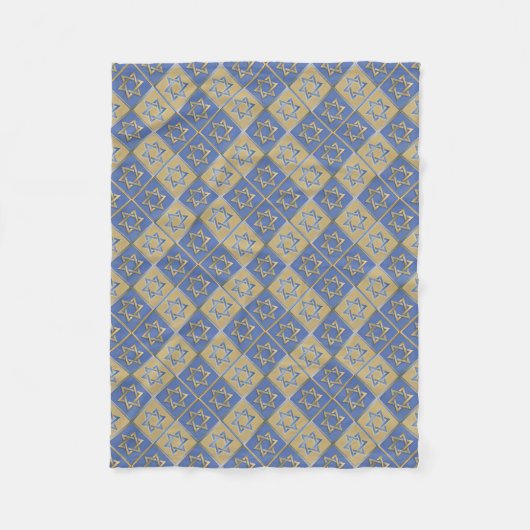 Couverture Polaire Panneaux d'art étoile de David bleu or (Devant)