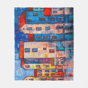 Couverture Polaire Panorama coloré de rue impressionniste Art