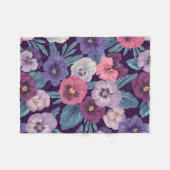 Couverture Polaire Pansies colorées sur violet profond (Devant (Horizontal))
