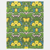 Couverture Polaire Pansies jaunes, oiseaux et papillons (Devant)