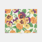 Couverture Polaire Pansies sur blanc cassé (Devant (Horizontal))