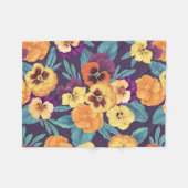 Couverture Polaire Pansies sur violet de prune (Devant (Horizontal))