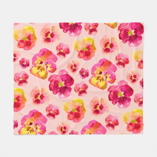 Couverture Polaire Pansy rose vif et coloré  (Devant (Horizontal))