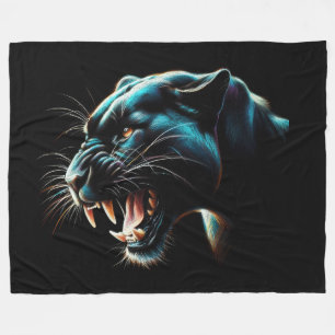 Couverture Polaire Panthère noire Pastel dur sur noir