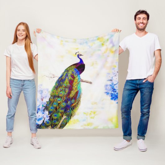 Couverture Polaire Paon brillant (En situation)