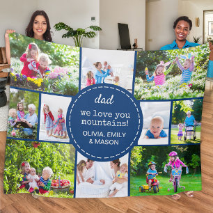 Couverture Polaire Papa 12 Photo Collage We Love You Blue Custom
