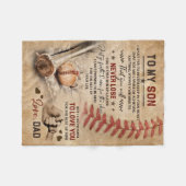 Couverture Polaire Papa À Mon Fils Je Promets De T'Aimer Baseball (Devant (Horizontal))