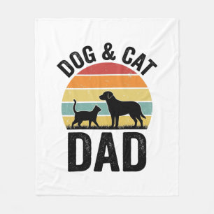 Couverture Polaire Papa Chien et Chat Design de Chemise Vintage pour