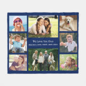 Couverture Polaire Papa Love You Photo Collage bleu (Devant (Horizontal))