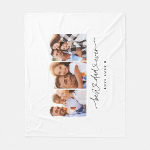 Couverture Polaire papa mignon script moderne multi photo cadeau 