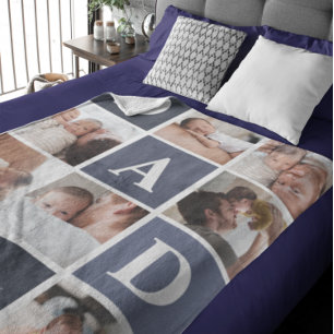 Couverture Polaire Papa, on t'aime Moderne 8 Photo Color Block Flee