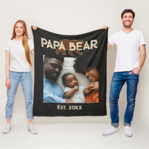 Couverture Polaire Papa ours Père Année Fondée Photo Noir
