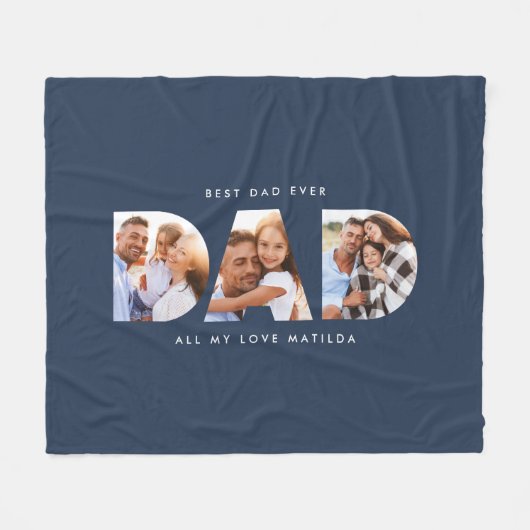 Couverture Polaire Papa photo typographie moderne cadeau enfant (Devant (Horizontal))